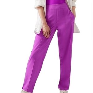 Athleta Vienna Active Pull-on Stretch Pants Women's Sz 12 Tall Long Pink-Purple